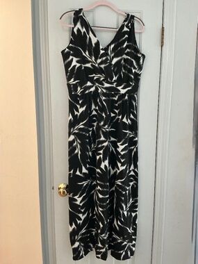 NEW NIP Garnet Hill Knit Maxi Dress Black White 12P
